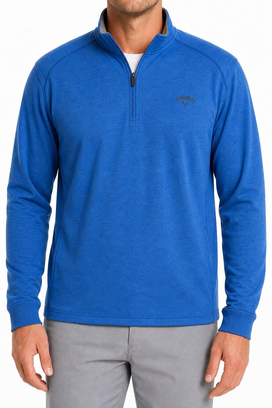 Callaway Mens Blue Quarter Zip Golf Pullover Size Large Country Club Preppy